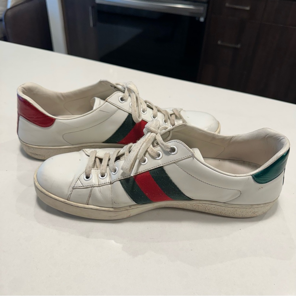 Gucci Ace w/ Bee Leather Low Top Men’s Sneakers - White - Gucci Size 10 - Picture 4 of 8